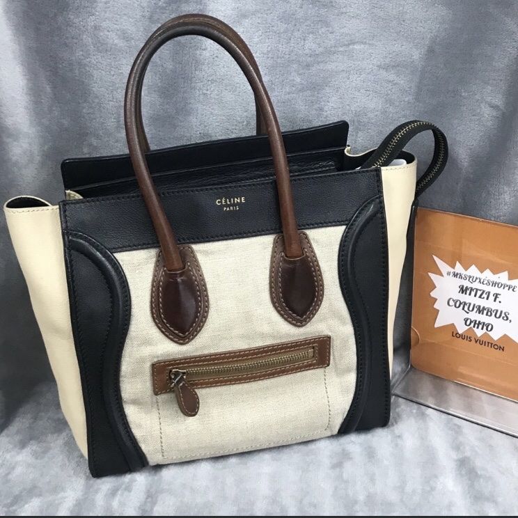 CELINE MICRO TOTE LUGGAGE TRICOLOR VGC