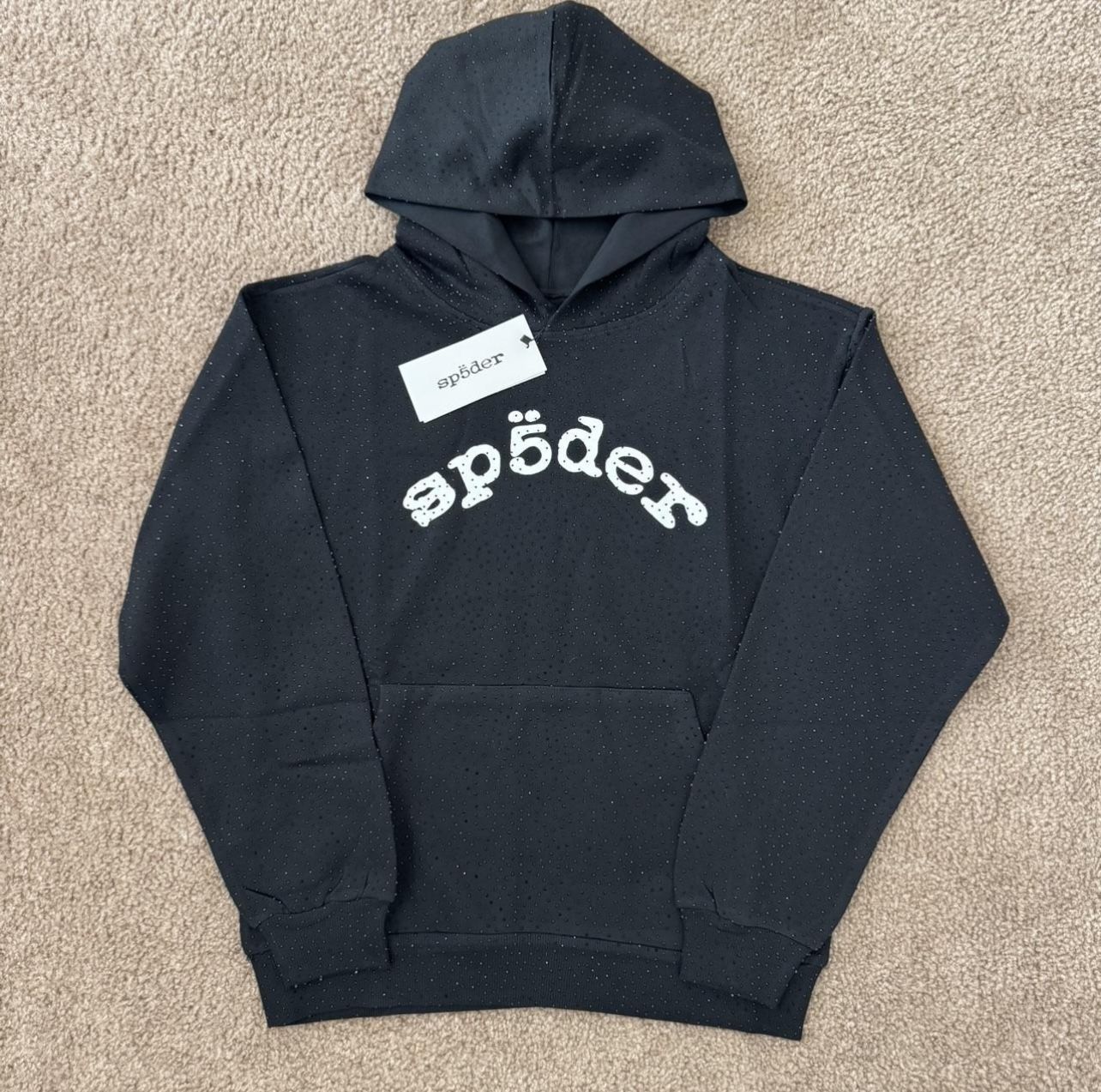 Black Rhinestone VVS Sp5der Hoodie M