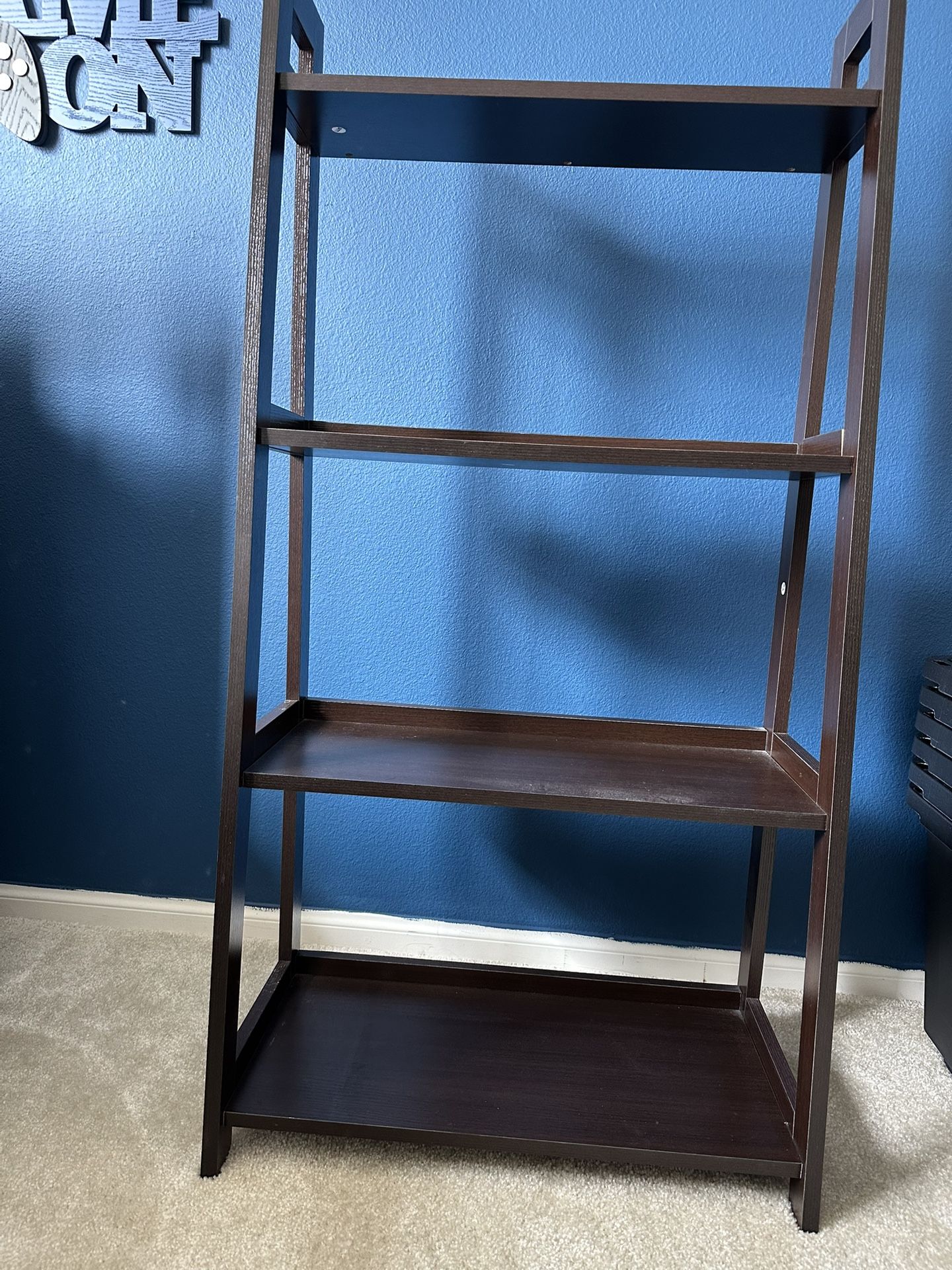 📚 Dark Wood Leaning Shelf – 49” Tall | Modern & Sturdy 📚 