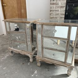 Two Mirrored Nightstands 
