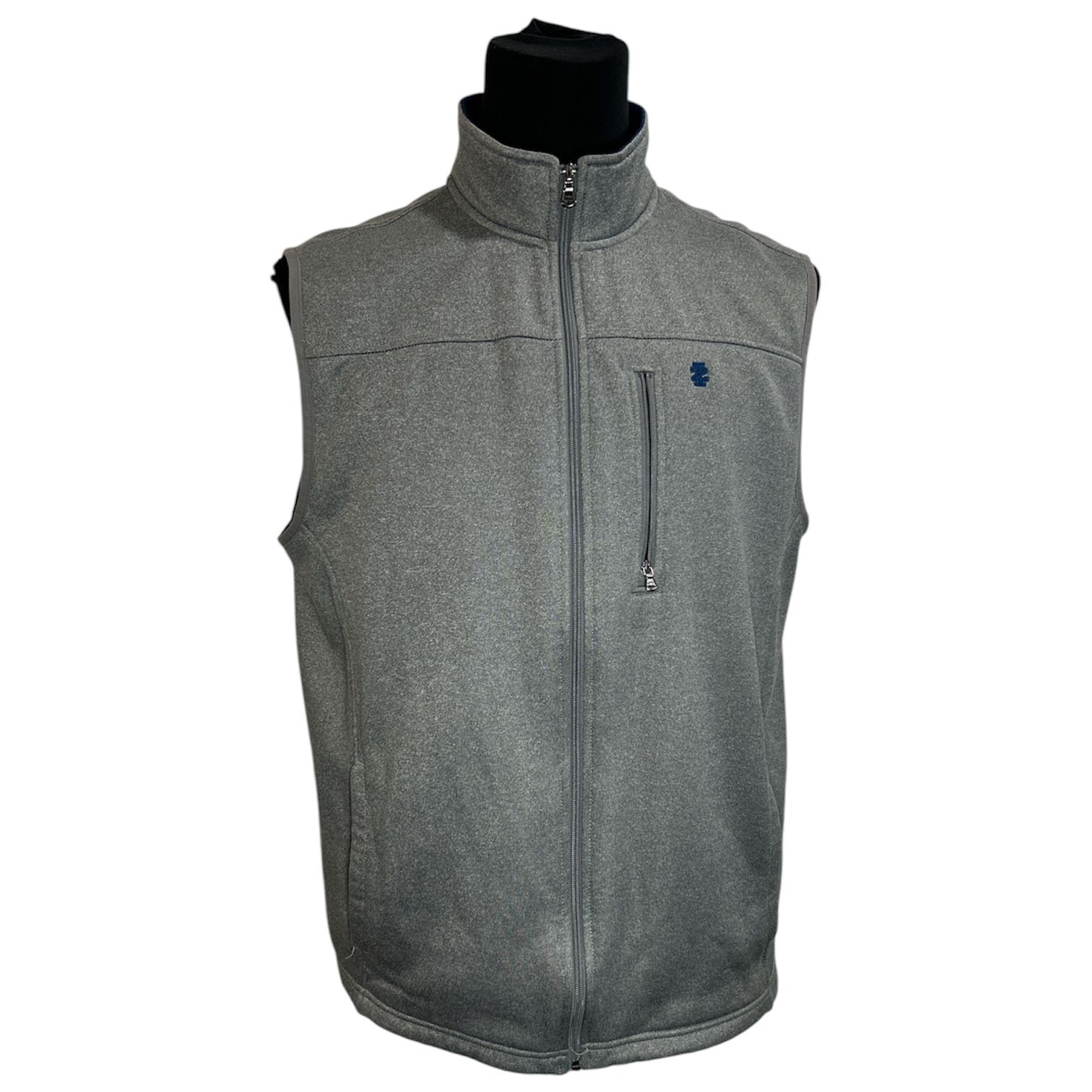 IZOD Men's Advantage Performance Gray Vest Fleece Lined Full Zip Size Large