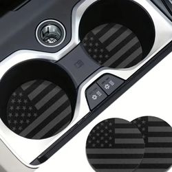 2 pack water absorbent American flag coasters with a pu leather American flag keychain