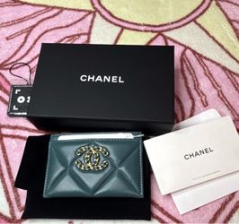 Chanel Card Holder Teal color Leather