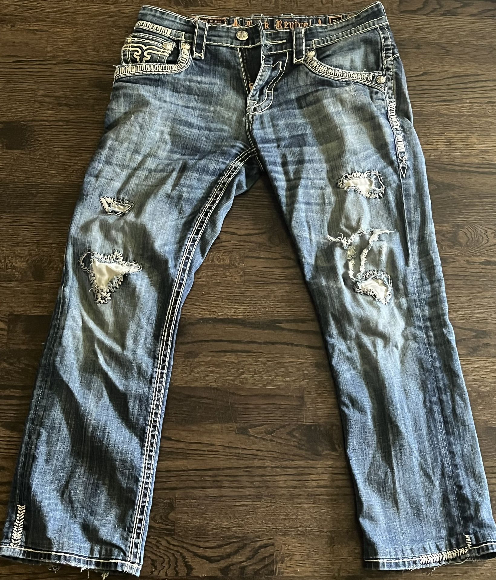 Distressed Rock Revival Jeans