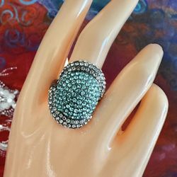 Walid Akkad Blue & White Pave Dome Cocktail Statement Ring