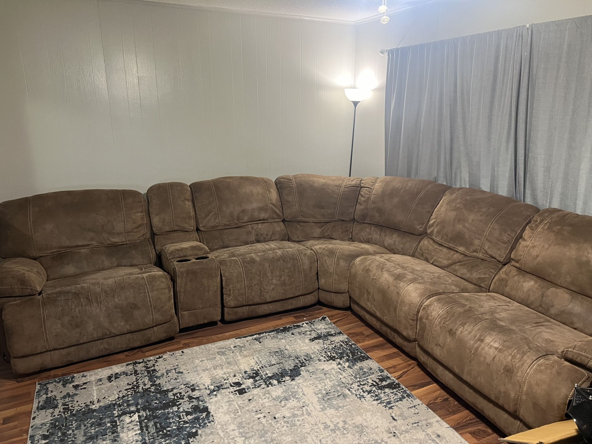 Brown Sectional With Recliners