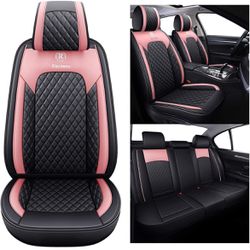 Aierxuan Car Seat Covers  Cushion Waterproof Universal fit for CRV Acura  Hyundai Altima Corolla Wrangler Focus (Full Set, Black-Pink