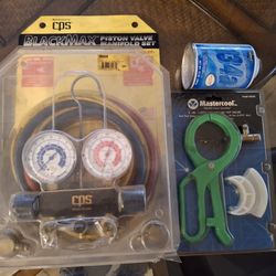 R-134/R-12 CPS A/C Guage Set with 12 Oz. R  134A Refrigerant  and can tap