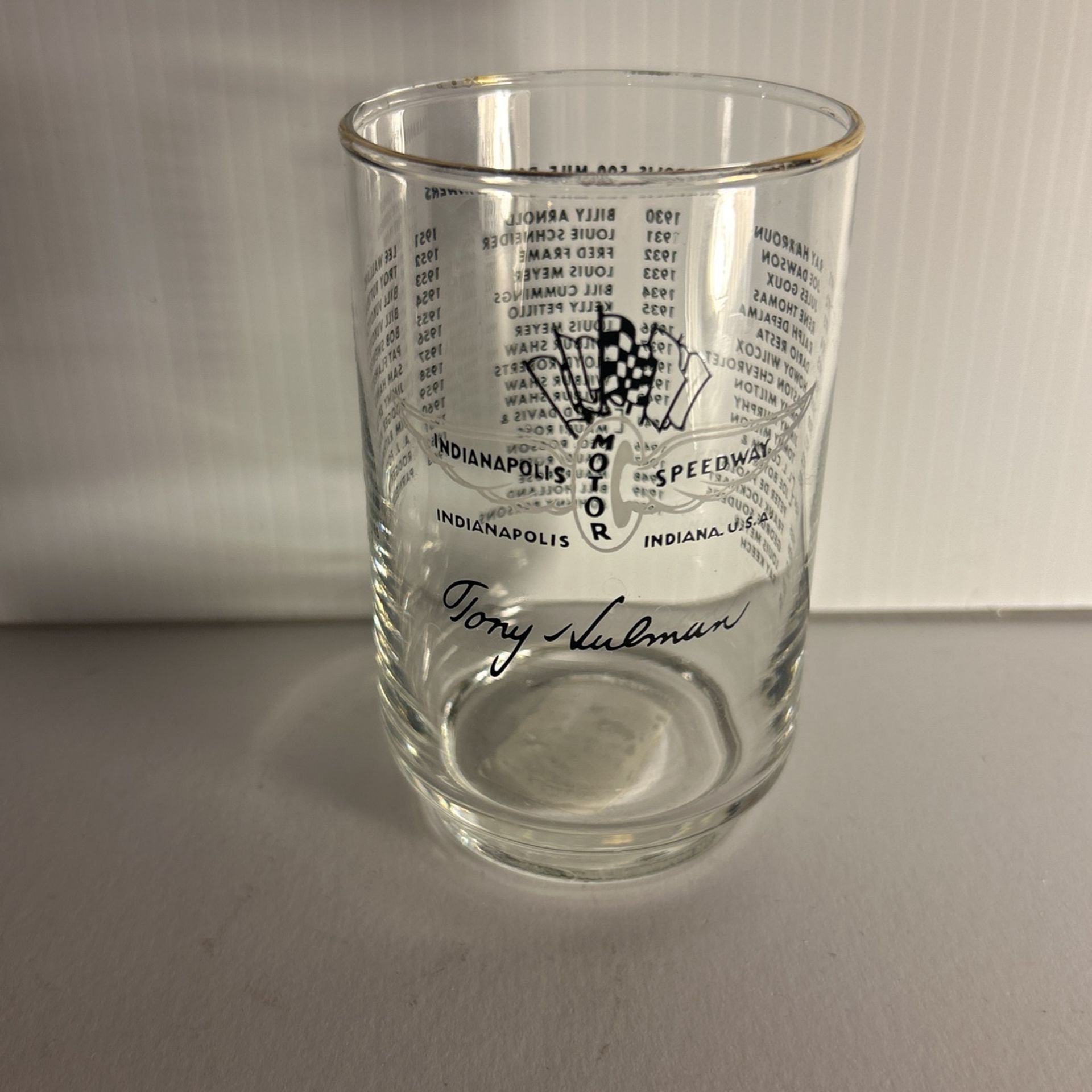 Tony Hulmam Indianapolis Speedway glass
