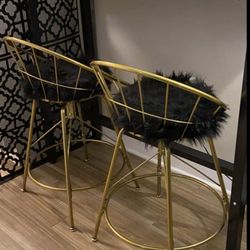 Modern Gold Stools With The Fur!!