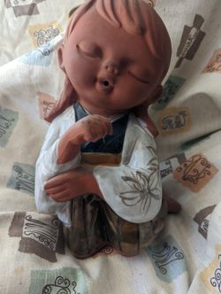 Vintage 1970s UCTCI Japan Studio Pottery Girl - Large Figurine