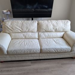 White Leather Sofa - Great Condition- Used