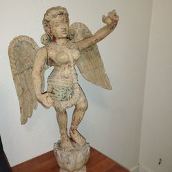 Hindi Angel Wood Carving