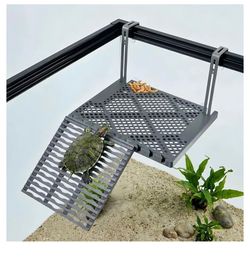 SolidForm Hanging Turtle Basking Platform with Built-in Food Tray, Zero Zip-Tied, Non-Slip Ramp Terrace, Resting Turtles Dock, for 20–75 Gallon Aquari