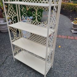 Folding shelf bookcase Christmas village display Shabbychic Farmhouse Boho country french wood,iron