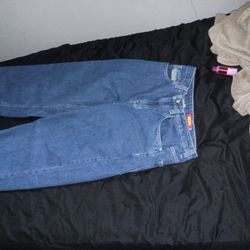 Blue Empire Pants Loose Fit