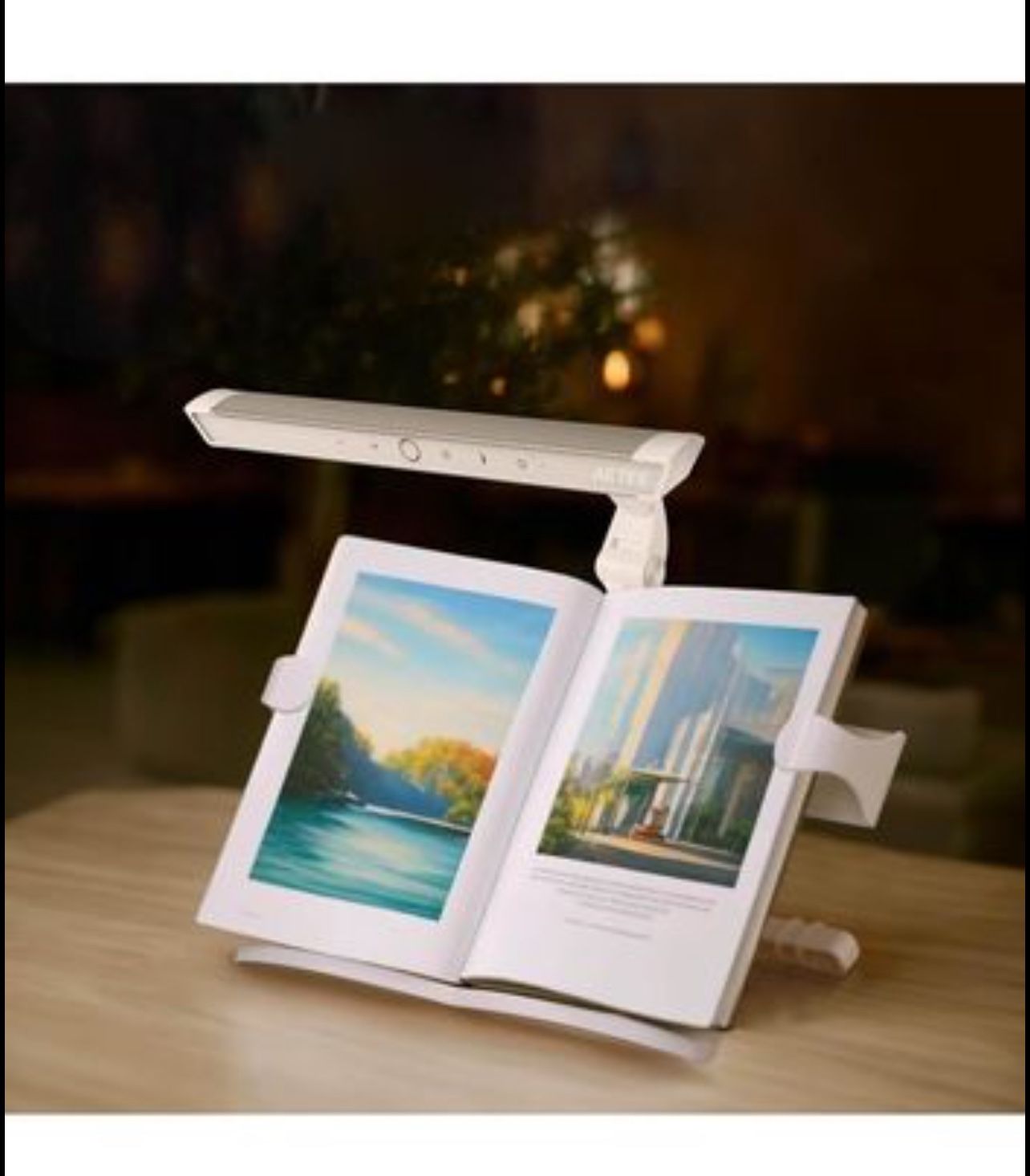 Brandnew Book Stand with LED Light Rechargeable Reading Lights Built-in 4000mAh Lithium Battery Operated Type-C Portable and Foldable Reading Lamps Pe