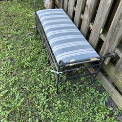 Wrought  Iron Outdoor Bench With Cushion