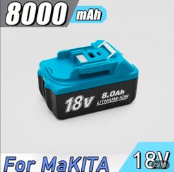 High-Capacity Replacement Battery — 18V 8.0Ah Lithium-Ion — Compatible with Select Makita LXT Tools
