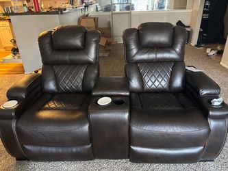 Power Reclining Leather Sofa 2 Seater