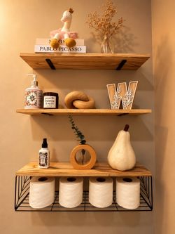 Bathroom Floating Shelves & Decor Bundle – Everything Included