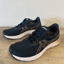 Asícs Sport Men’s Shoes Size 9 Dark Blue White Gold 