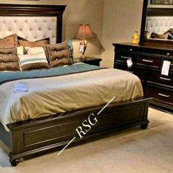 King, Queen Bedroom Set Bed Frame, Dresser Night Stand, Mirror ❤️No Needed Credit Check 💛 $39 Down Payment with Financing