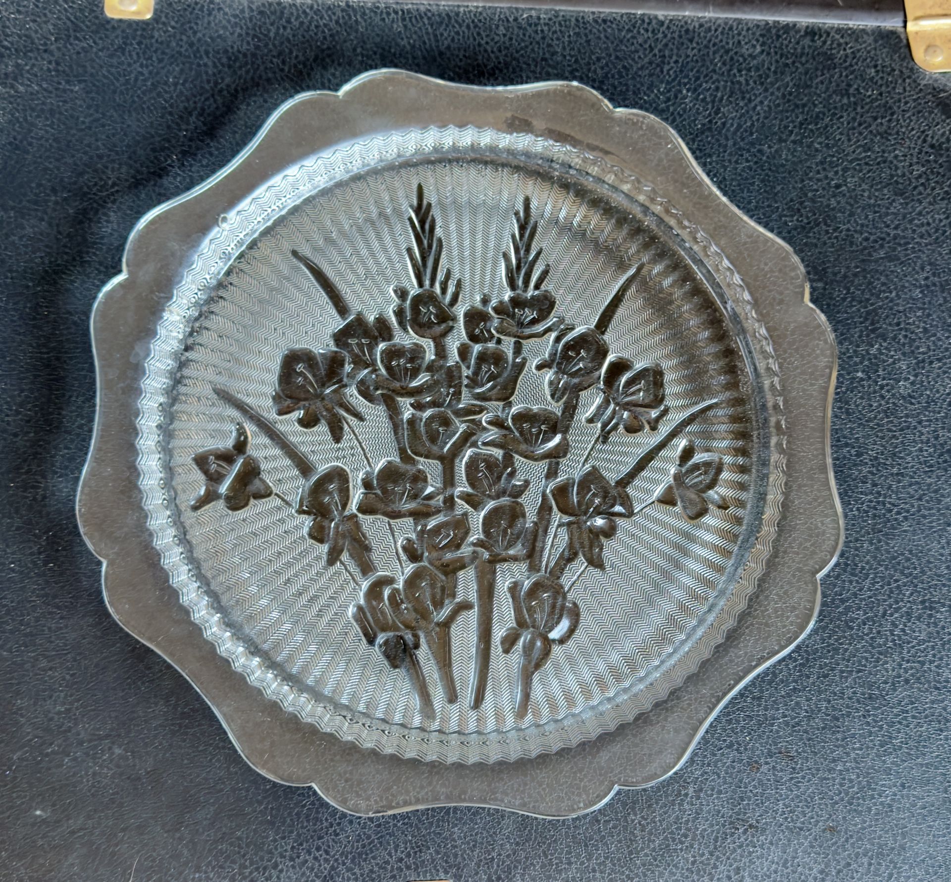 Jeannette Glass Company "Iris Clear" pressed glass sandwich plate