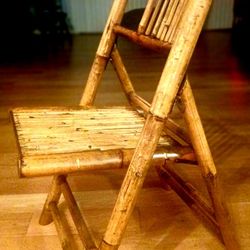 Vintage  Burnt Bamboo Folding Chair 