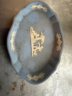 Blue Jasperware Decorative Dish with Relief Figures