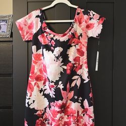 Calvin Klein Floral Dress Women Size 12 Black Pink Red New With Tags