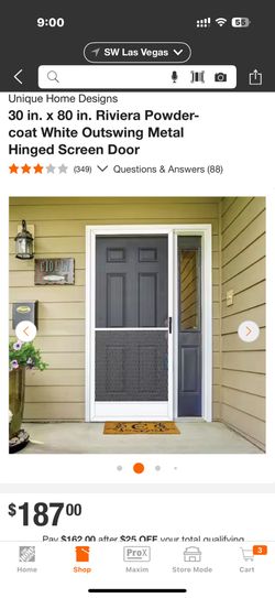 30”x80” screen door White or Bronze 