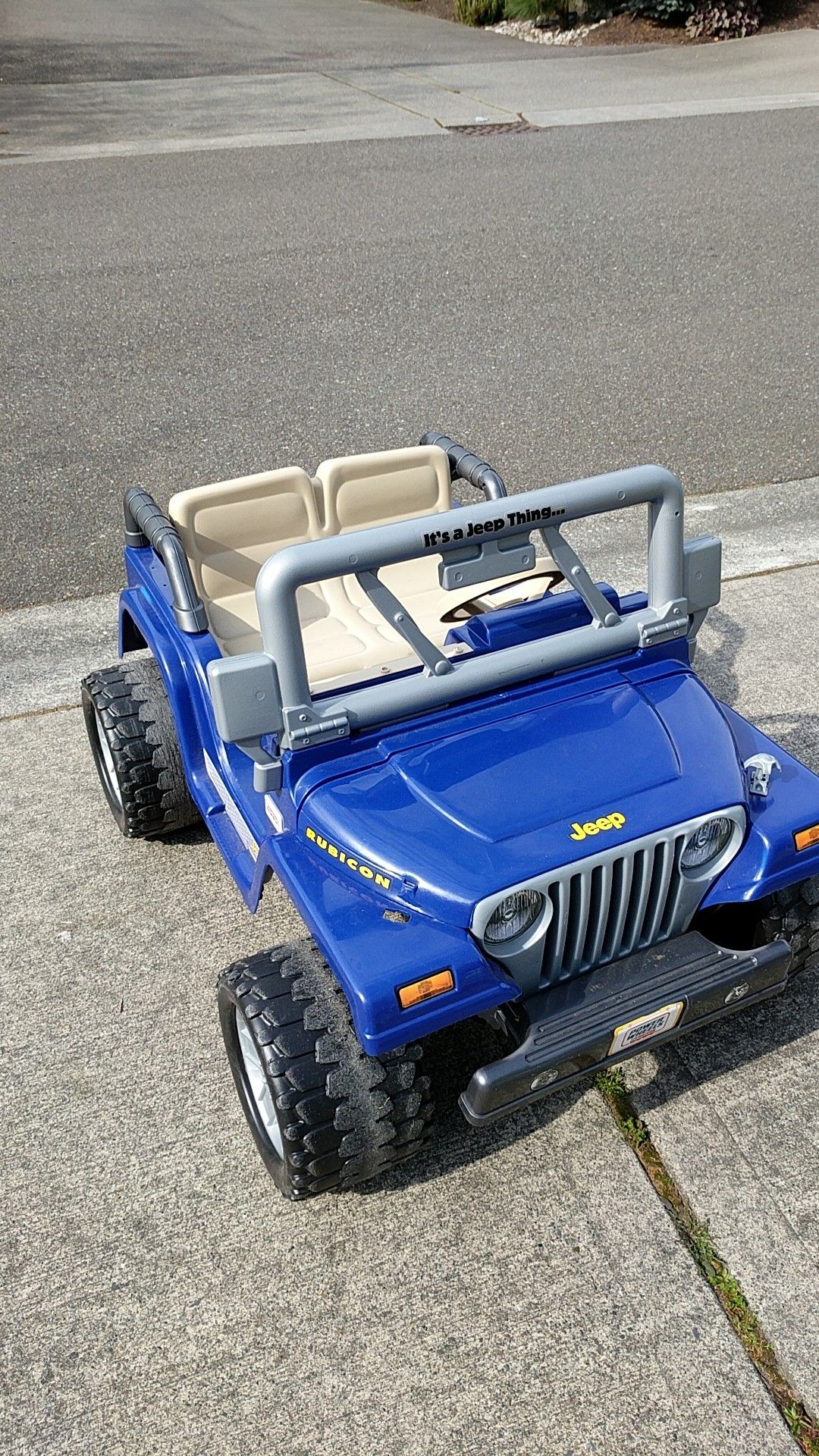 Power Wheels 12 volt Kids Ride on Jeep Wrangler. Kids Toy Jeep. Seats 2 small kids or 1 big kid. My 10 year old son still plays with it.