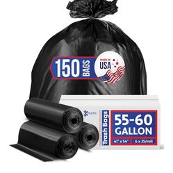 10 BOX LOT – Heavy Duty 55–60 Gallon Trash Bags (1,500 Total Bagsi)