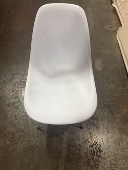 White Molded Shell Chair with Metal Legs