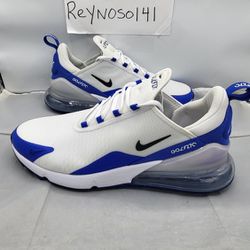 Men's Sz 12.5 Nike Air Max 270 Spikeless Golf Shoes White/Racer Blue CK6483-106