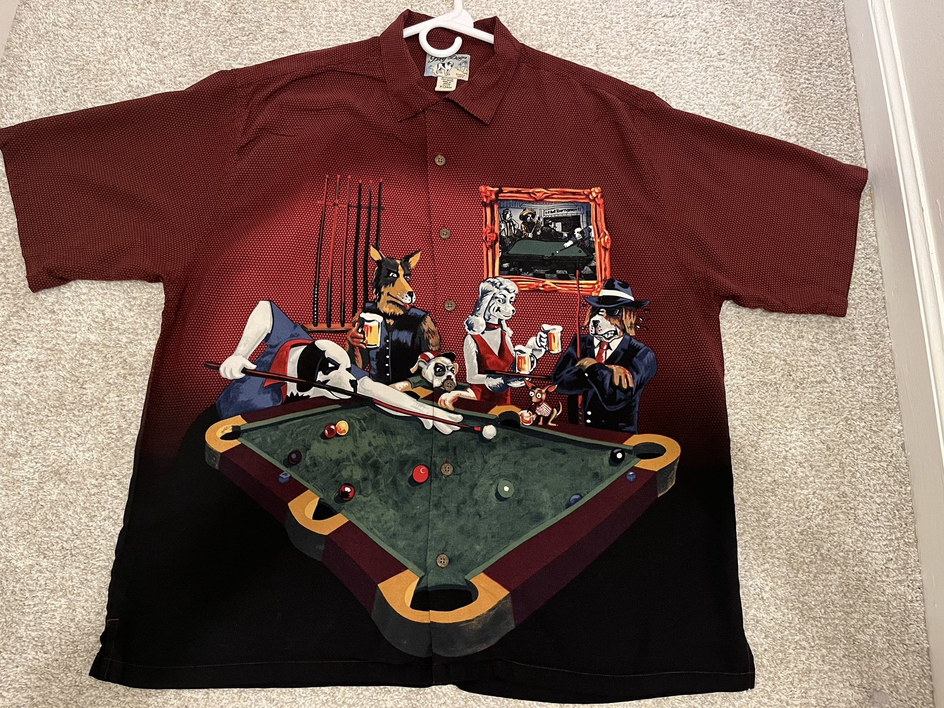 Vintage Big Dog “Dogs Playing Poker” Button Up Shirt Men’s Size XL