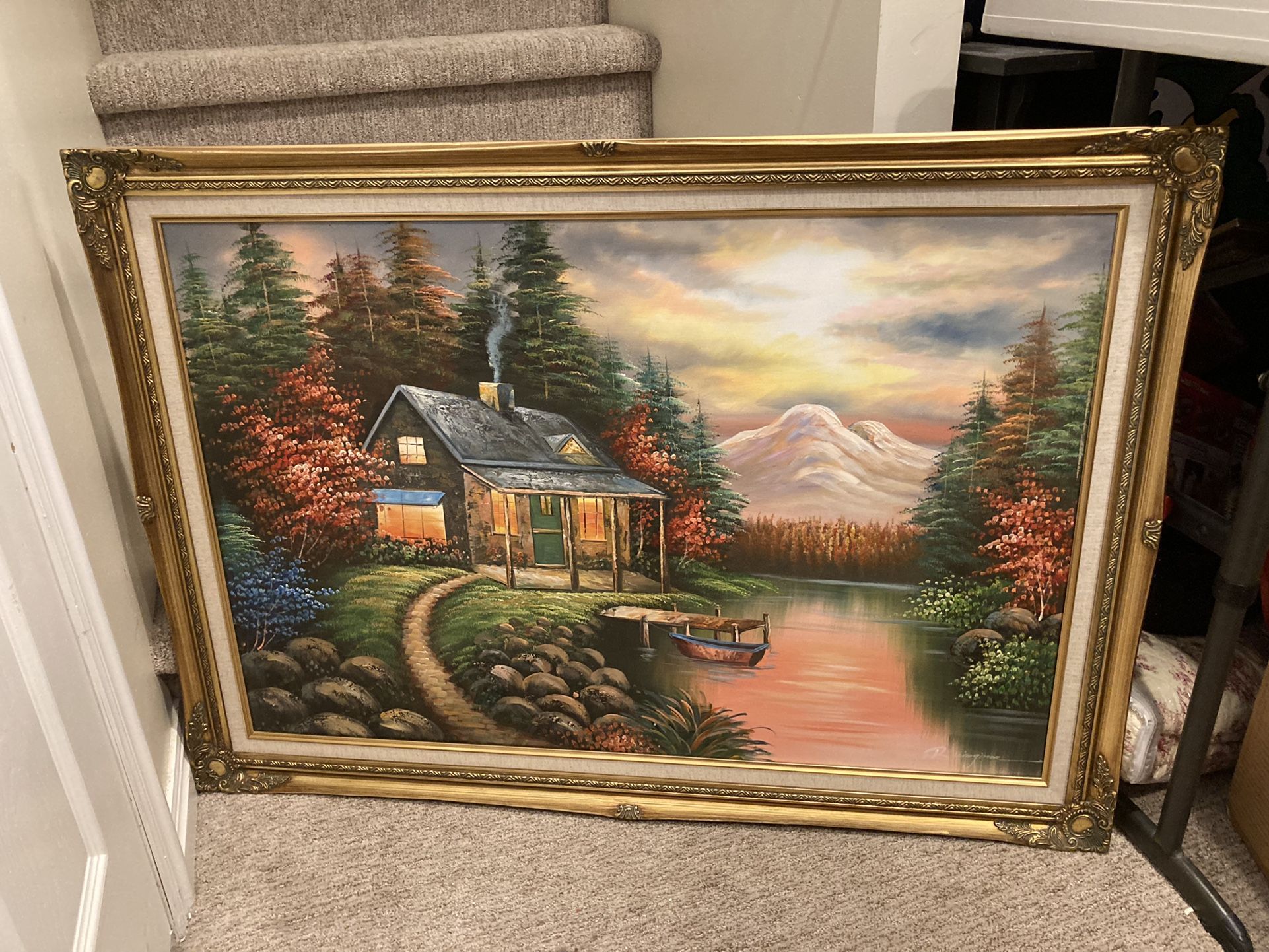 Spectacular Rare R. KINGMAN Cottage & Mountain Framed Oil On Canvas Artwork!