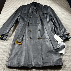 New Terry Lewis Leather Trench Coat 