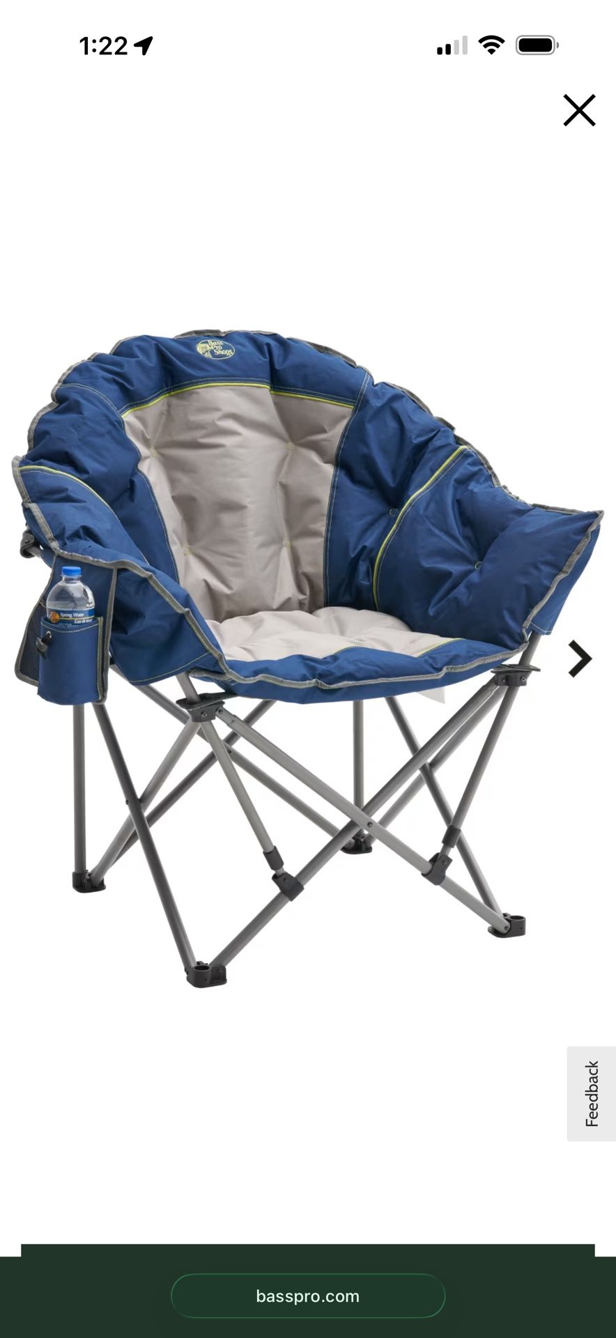 Bass Pro Shops XL Padded Club Chair - Blue/Gray