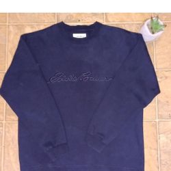 Rare Eddie Bauer Signature Logo Embroidered Spell Out Blue Sweatshirt Size M
