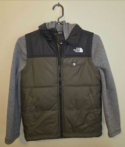 The North Face - Gordon Lyons - Hoodie Sweatshirt Vest Varsity Jacket - Youth: Medium - Polyester - Green / Black / Gray