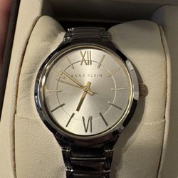 Anne Klein Quartz White Enamel & Silver Alloy 30mm Watch