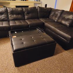 Brown Sectional Sofa w/ottoman