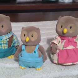 VINTAGE VELVETEEN OWL FAMILY MOMMA PAPA JUNIOR 
