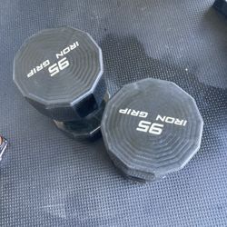 75, 90, 95 Lb Iron Grip Dumbbells