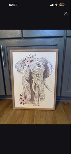 Elephant Baby Girl Wall Art picture hanging