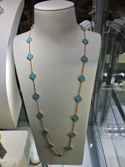 VAN CLEEF & ARPELS Turquoise Alhambra Necklace ‼️
