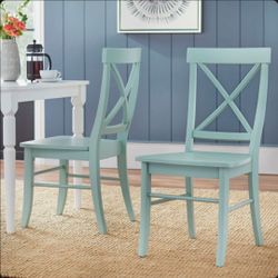 $89!! Brand New Mint Green Solid Wood Dining Chairs – Set of 2 – Fully Assembled