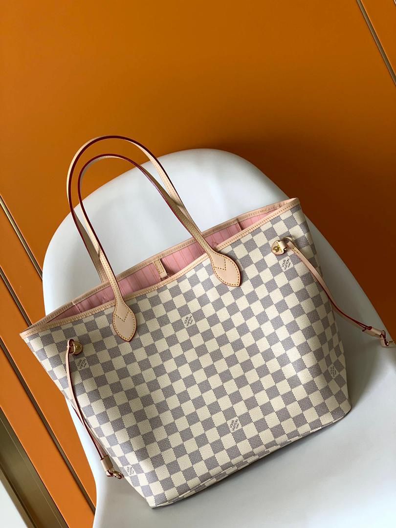 ✨ Brand New Louis Vuitton Neverfull MM – Damier Azur w/ Pink Interior